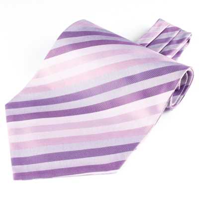 RAS-07 Cravate ascot en tissu Ring Heart, à rayures multicolores violettes