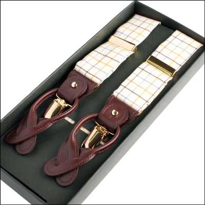 RSR-10 Bretelles en tissu Ringhart, motif Tattersall, marron, 35 mm