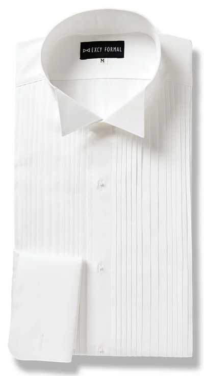 ST-102 Chemise habillée à col cassé et plis alternés