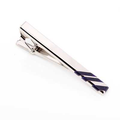 TB-4 Barrette de cravate fabriquée au Japon, régimentaire, bleu marine, sodalite