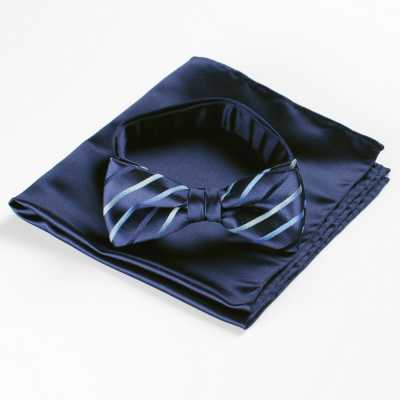 VBF-01 Nœud papillon en tissu VANNERS, à rayures, bleu marine
