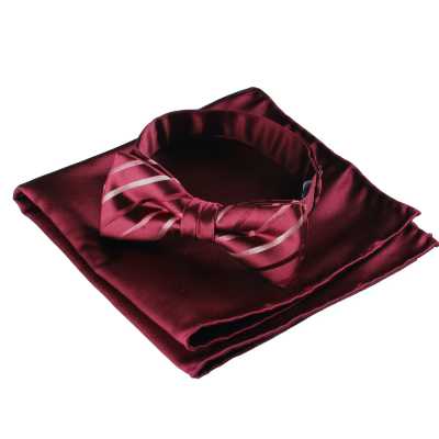 VBF-02 Noeud papillon en tissu VANNERS, motif à rayures, bordeaux