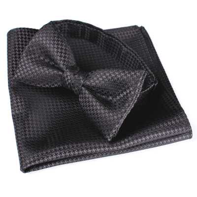 VBF-08 Nœud papillon en tissu VANNERS, motif pied-de-poule, noir