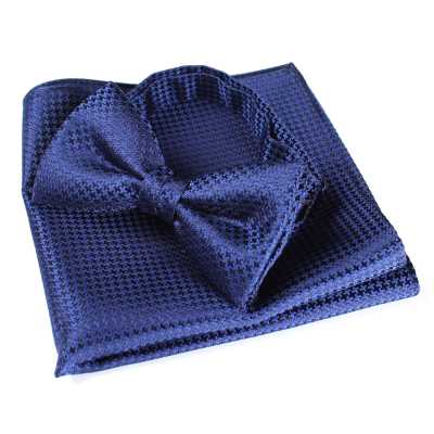VBF-09 Nœud papillon en tissu VANNERS, motif pied-de-poule, bleu marine