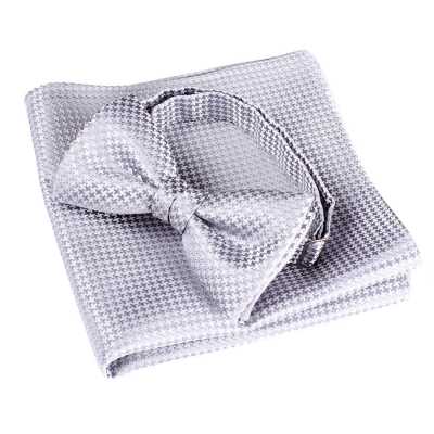VBF-10 Nœud papillon en tissu VANNERS, motif pied-de-poule, gris clair