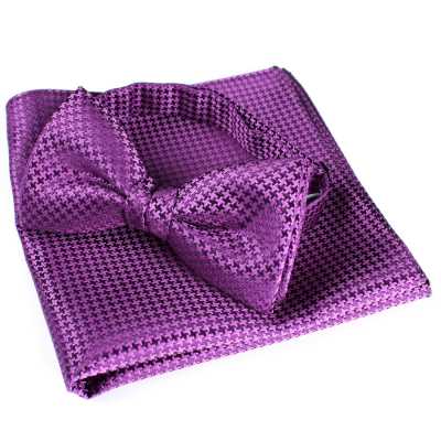 VBF-14 Nœud papillon en tissu VANNERS, motif pied-de-poule, violet
