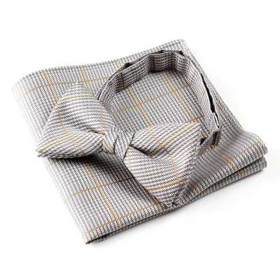 VBF-19 Nœud papillon en tissu VANNERS, à carreaux Glen, gris clair