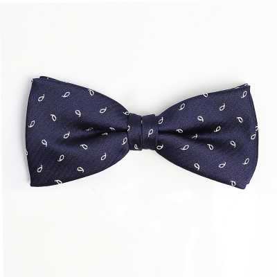 VBF-23 Nœud papillon en tissu VANNERS, motif cachemire à pois, bleu marine