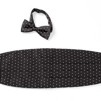 VCM-22 Ceinture de smoking en tissu VANNERS, motif cachemire à pois, noir