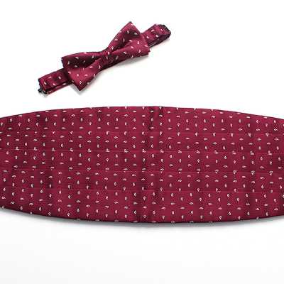 VCM-24 Ceinture de smoking en tissu VANNERS, motif Paisley Dot, bordeaux