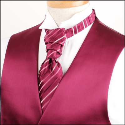 VYT-02 Cravate ascot britannique VANNERS en soie à rayures bordeaux (cravate euro)