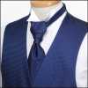 VYT-09 Cravate Ascot britannique VANNERS en soie (cravate euro), motif pied-de-poule, bleu marine