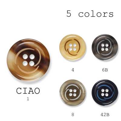 チャオ Bouton en polyester fabriqué en Italie pour costumes et vestes