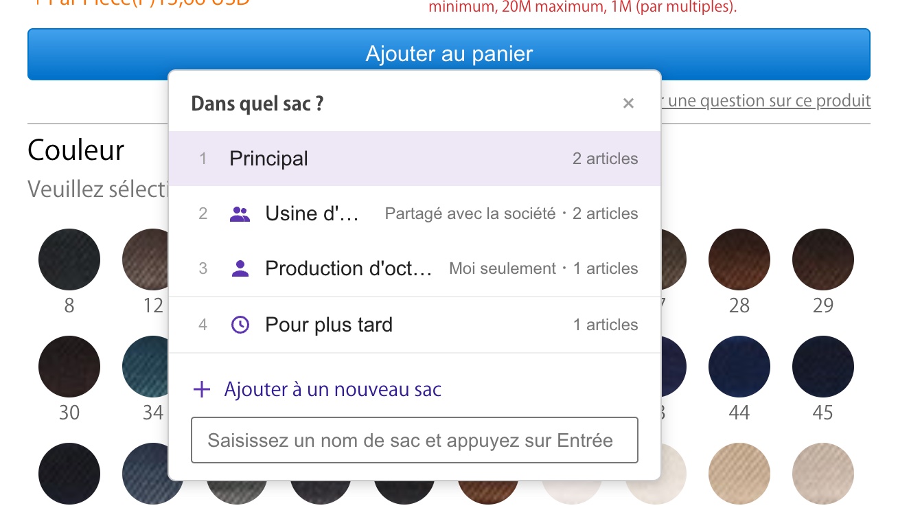 [Nouvelle fonctionnalité] Plusieurs sacs sont désormais disponibles
